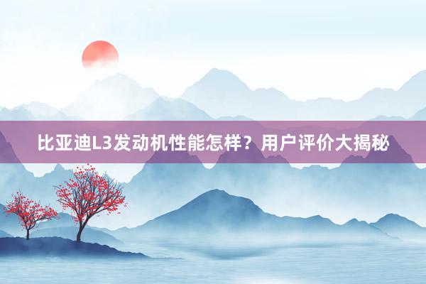 比亚迪L3发动机性能怎样？用户评价大揭秘