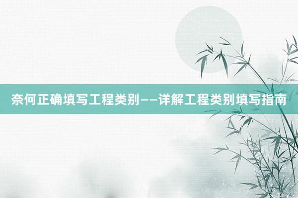 奈何正确填写工程类别——详解工程类别填写指南