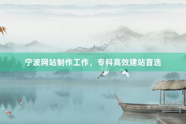宁波网站制作工作，专科高效建站首选